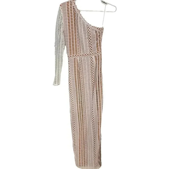 NEW-NWT Michael Costello x REVOLVE Berthe Ivory One Shoulder Lace Maxi Dress XS - Picture 5 of 8